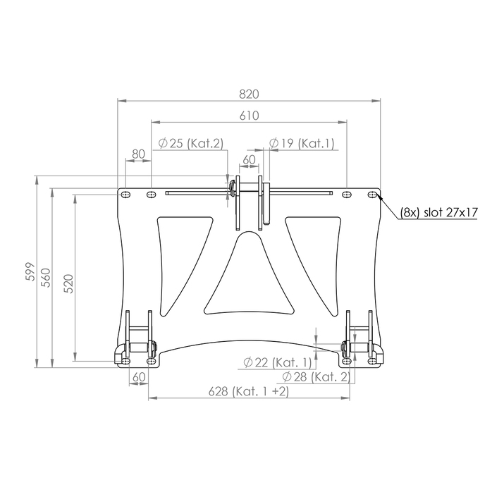 Kivitalikko 2,0 m, pultattu Kolmipistekiinnitys
