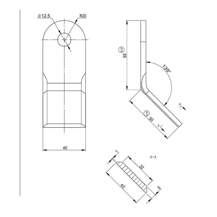 Y-terä 12,5 x 57,1 x 65,7 mm